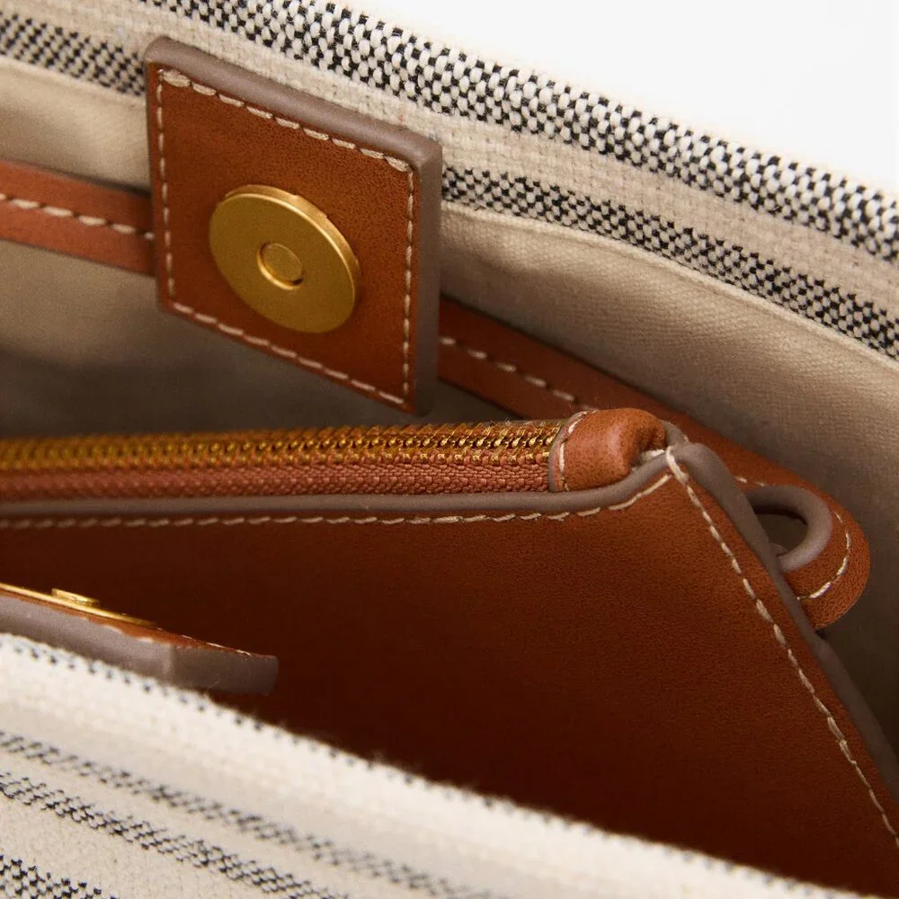 Mango Stripe Printed Shopper Bag/NWT - Picture 4 of 14